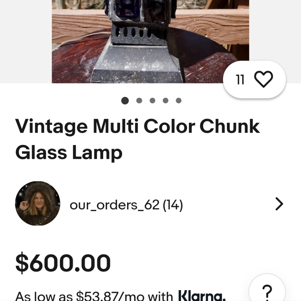 Mid century Brutalist chunk glass lamp - Picture 8 of 10